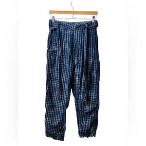 MAEVE | blue plaid pants with belt Anthropologie 4